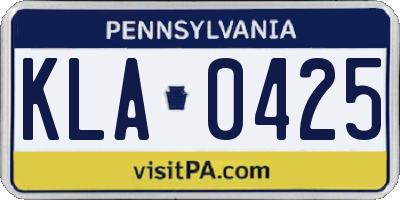 PA license plate KLA0425