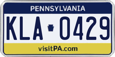PA license plate KLA0429
