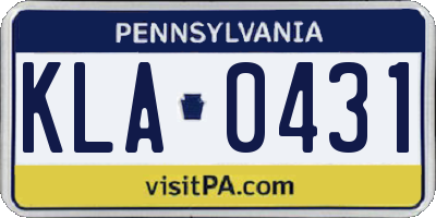 PA license plate KLA0431