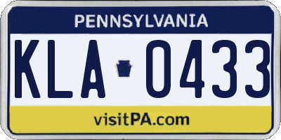 PA license plate KLA0433