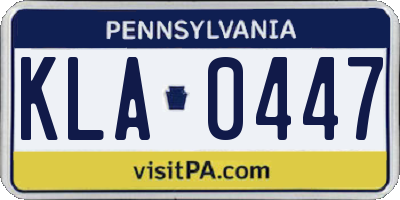 PA license plate KLA0447