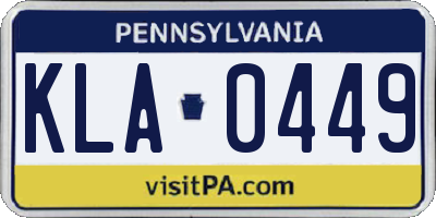 PA license plate KLA0449