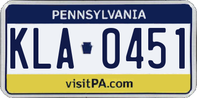 PA license plate KLA0451