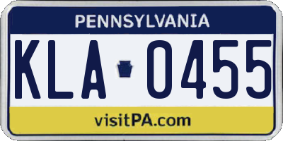 PA license plate KLA0455