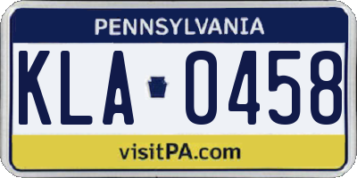 PA license plate KLA0458