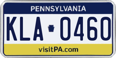PA license plate KLA0460