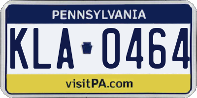 PA license plate KLA0464