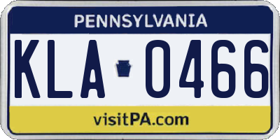 PA license plate KLA0466