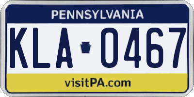 PA license plate KLA0467