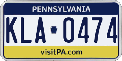 PA license plate KLA0474