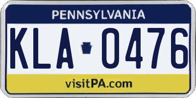 PA license plate KLA0476