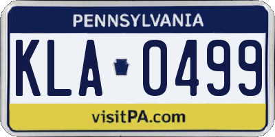 PA license plate KLA0499