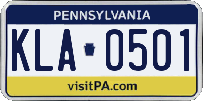 PA license plate KLA0501
