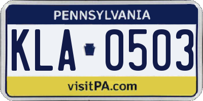 PA license plate KLA0503