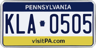 PA license plate KLA0505