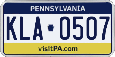 PA license plate KLA0507