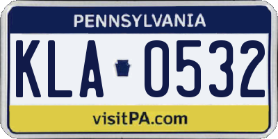 PA license plate KLA0532