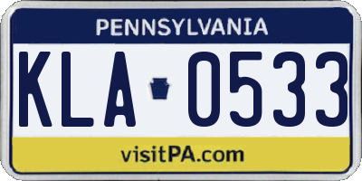 PA license plate KLA0533
