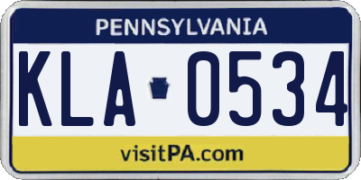 PA license plate KLA0534