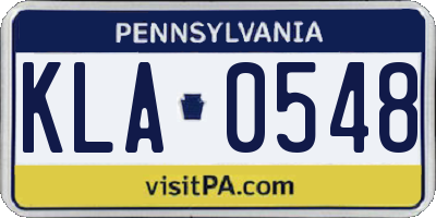 PA license plate KLA0548