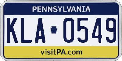 PA license plate KLA0549