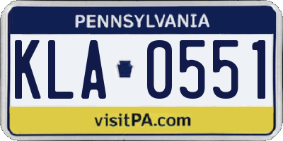 PA license plate KLA0551