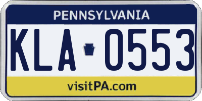 PA license plate KLA0553