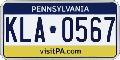 PA license plate KLA0567