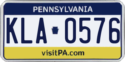 PA license plate KLA0576