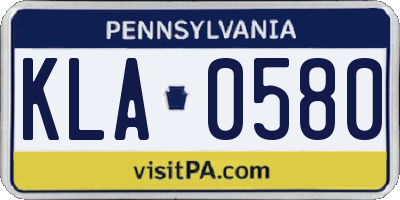PA license plate KLA0580