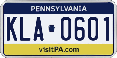 PA license plate KLA0601