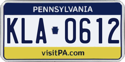 PA license plate KLA0612