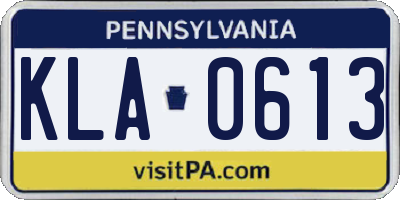 PA license plate KLA0613