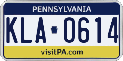 PA license plate KLA0614