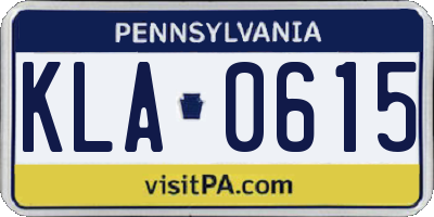 PA license plate KLA0615