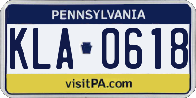 PA license plate KLA0618