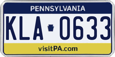 PA license plate KLA0633