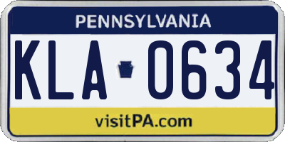 PA license plate KLA0634