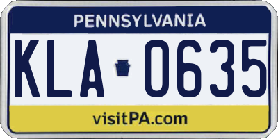 PA license plate KLA0635