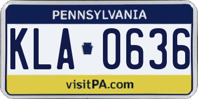 PA license plate KLA0636