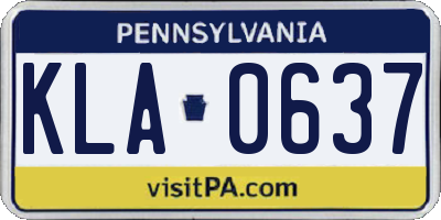 PA license plate KLA0637
