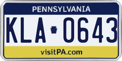 PA license plate KLA0643
