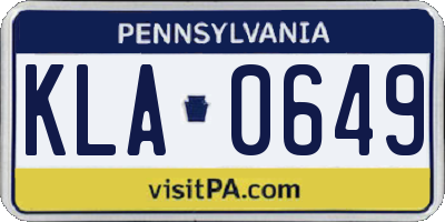 PA license plate KLA0649