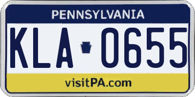 PA license plate KLA0655