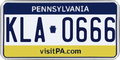 PA license plate KLA0666