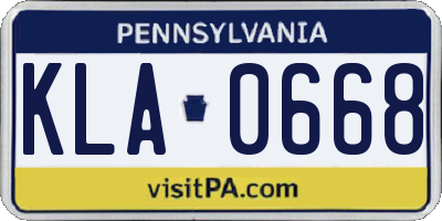 PA license plate KLA0668