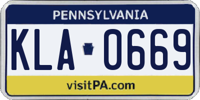 PA license plate KLA0669