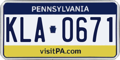PA license plate KLA0671