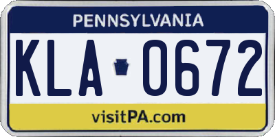PA license plate KLA0672