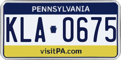 PA license plate KLA0675